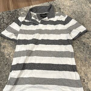 Banana republic grey and white striped polo size medium men’s